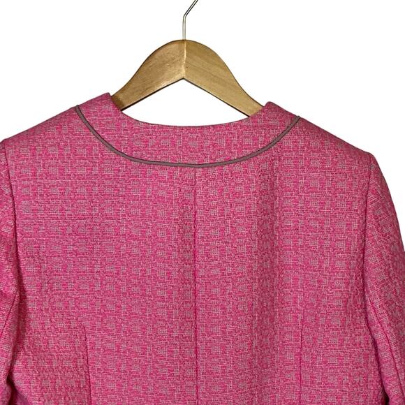 Anne Klein Tweed Pink Blazer Jacket Open Front Long Sleeve Petite Women's 10P - Picture 7 of 10
